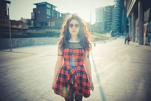 Curly  hipster woman — Stock Photo, Image