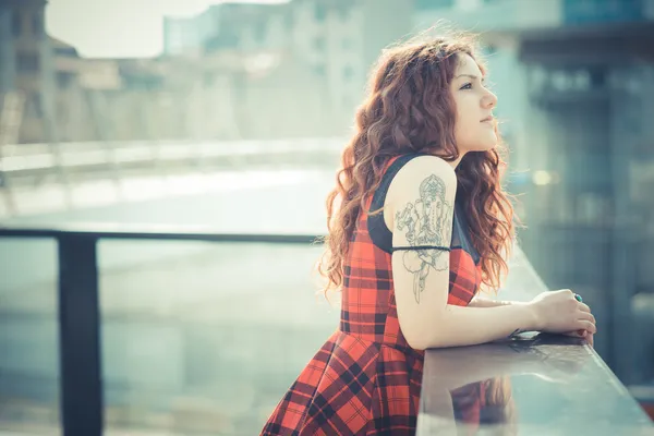 Curly  hipster woman — Stock Photo, Image