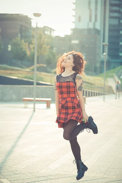 Curly  hipster woman — Stock Photo, Image