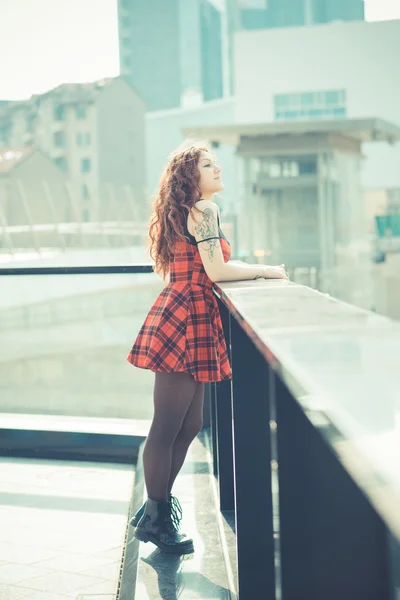 Curly  hipster woman — Stock Photo, Image