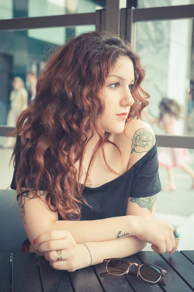 Curly  hipster woman — Stock Photo, Image