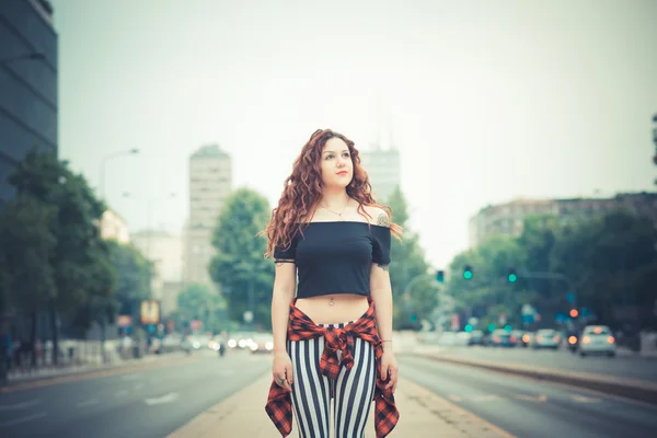 Curly  hipster woman — Stock Photo, Image