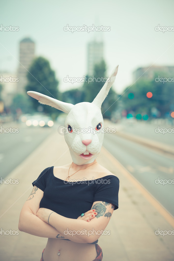 rabbit mask woman 