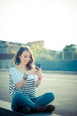 akıllı telefon güzel esmer Bayan