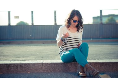 akıllı telefon güzel esmer Bayan