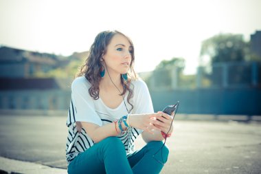 akıllı telefon güzel esmer Bayan