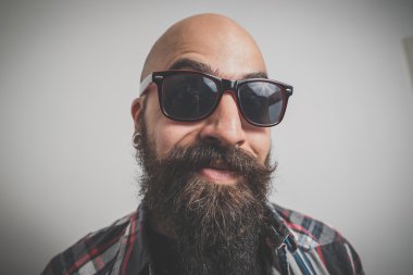 hipster long bearded and mustache man  clipart