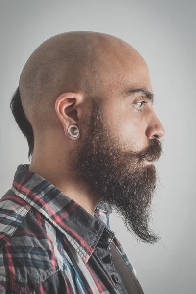 Hipster long bearded and mustache man — Stock Photo, Image