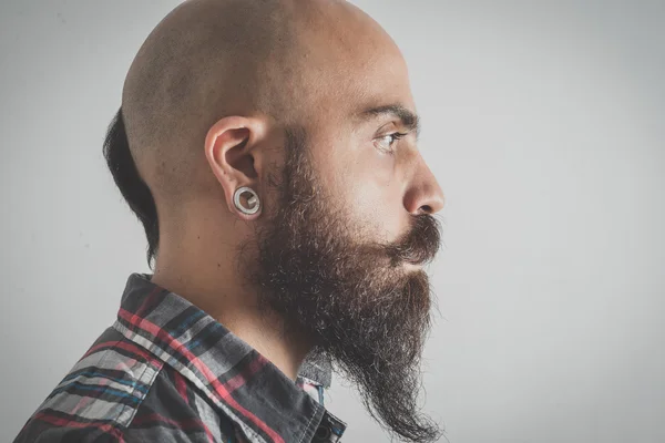 Hipster long bearded and mustache man — Stock Photo, Image