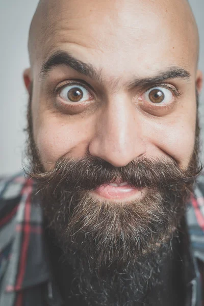 Hipster long bearded and mustache man — Stock Photo, Image