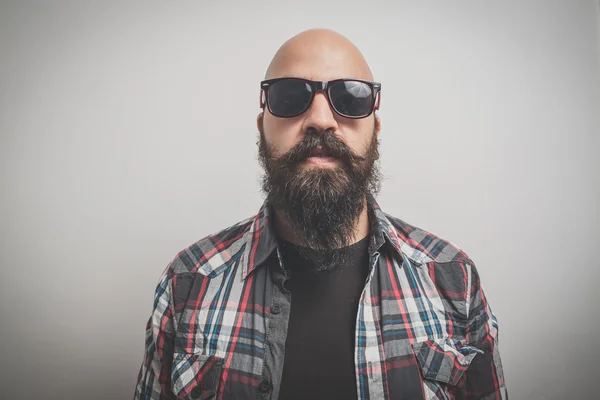 Hipster lange baard en snor man — Stockfoto