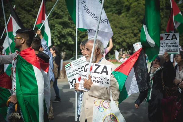 Propalestinní manifestace v milánštině v červenci, 26 2014 — Stock fotografie