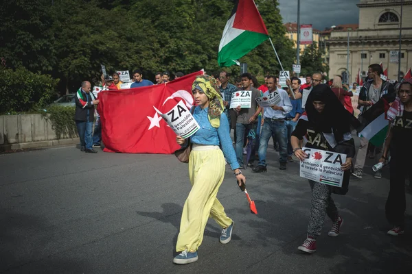 Manifestacja pro palestyny w Mediolanie w dniu 26 lipca 2014 r. — Zdjęcie stockowe