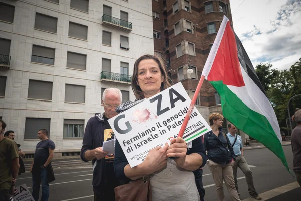 Propalestinní manifestace v milánštině v červenci, 26 2014 — Stock fotografie