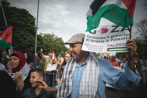 Propalestinní manifestace v milánštině v červenci, 26 2014 — Stock fotografie