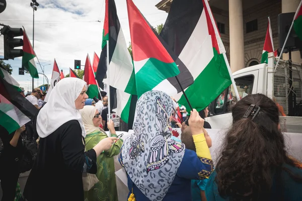 Pro palestine manifestatie in milan op 26 juli 2014 — Stockfoto