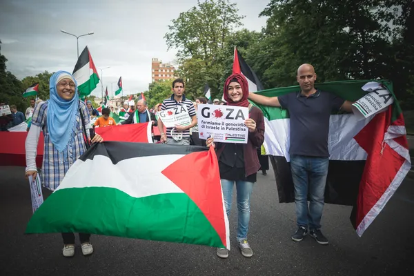 Propalestinní manifestace v milánštině v červenci, 26 2014 — Stock fotografie