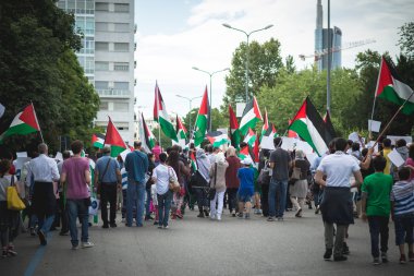 26 Temmuz 2014 'te Milano' da Filistin yanlısı tezahür