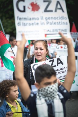 26 Temmuz 2014 'te Milano' da Filistin yanlısı tezahür