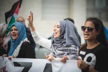 26 Temmuz 2014 'te Milano' da Filistin yanlısı tezahür