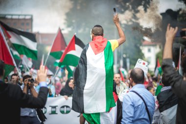 26 Temmuz 2014 'te Milano' da Filistin yanlısı tezahür