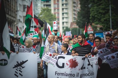 26 Temmuz 2014 'te Milano' da Filistin yanlısı tezahür