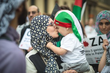 26 Temmuz 2014 'te Milano' da Filistin yanlısı tezahür