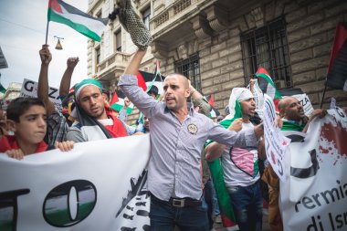 26 Temmuz 2014 'te Milano' da Filistin yanlısı tezahür