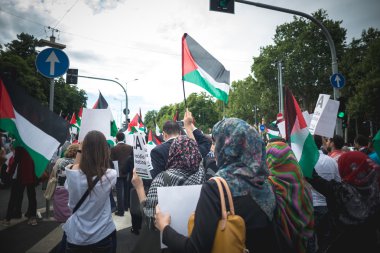 26 Temmuz 2014 'te Milano' da Filistin yanlısı tezahür