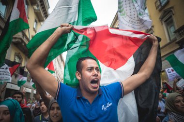 26 Temmuz 2014 'te Milano' da Filistin yanlısı tezahür