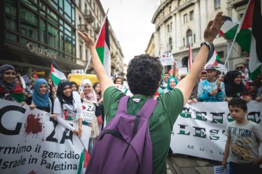 26 Temmuz 2014 'te Milano' da Filistin yanlısı tezahür