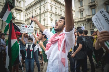 26 Temmuz 2014 'te Milano' da Filistin yanlısı tezahür