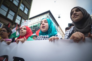 26 Temmuz 2014 'te Milano' da Filistin yanlısı tezahür