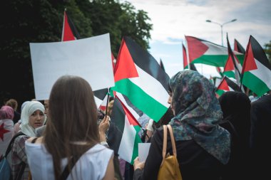 26 Temmuz 2014 'te Milano' da Filistin yanlısı tezahür