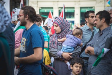 26 Temmuz 2014 'te Milano' da Filistin yanlısı tezahür