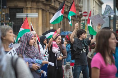 26 Temmuz 2014 'te Milano' da Filistin yanlısı tezahür