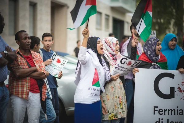 Propalestinní manifestace v milánštině v červenci, 26 2014 — Stock fotografie