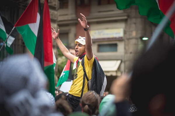 Propalestinní manifestace v milánštině v červenci, 26 2014 — Stock fotografie