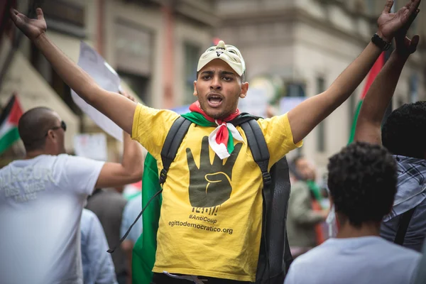 Propalestinní manifestace v milánštině v červenci, 26 2014 — Stock fotografie