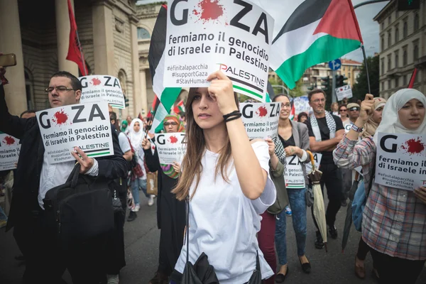 Propalestinní manifestace v milánštině v červenci, 26 2014 — Stock fotografie