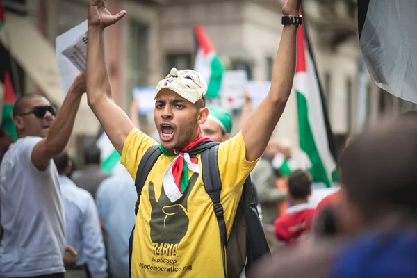 Manifestação pró-palestina em milão em 26 de julho de 2014 — Fotografia de Stock