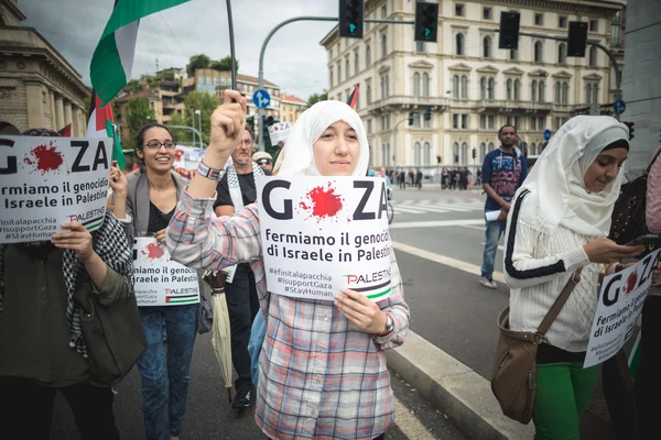 Propalestinní manifestace v milánštině v červenci, 26 2014 — Stock fotografie