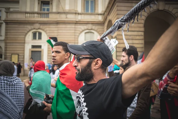 Manifestacja pro palestyny w Mediolanie w dniu 26 lipca 2014 r. — Zdjęcie stockowe