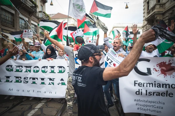 Manifestación pro palestina en milan el 26 de julio de 2014 — Foto de Stock