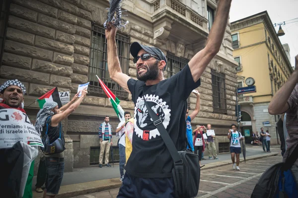 Propalestinní manifestace v milánštině v červenci, 26 2014 — Stock fotografie
