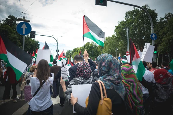 Manifestación pro palestina en milan el 26 de julio de 2014 — Foto de Stock