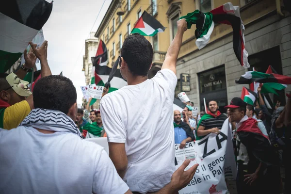 Propalestinní manifestace v milánštině v červenci, 26 2014 — Stock fotografie