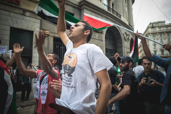 Manifestación pro palestina en milan el 26 de julio de 2014 — Foto de Stock