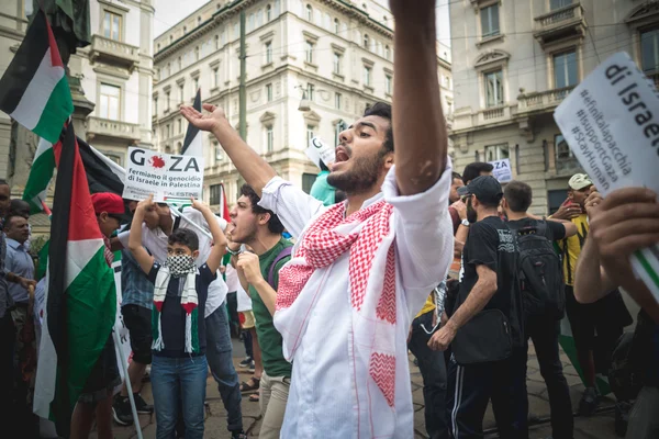 Propalestinní manifestace v milánštině v červenci, 26 2014 — Stock fotografie