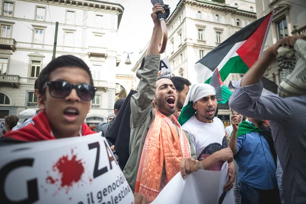 Manifestación pro palestina en milan el 26 de julio de 2014 — Foto de Stock